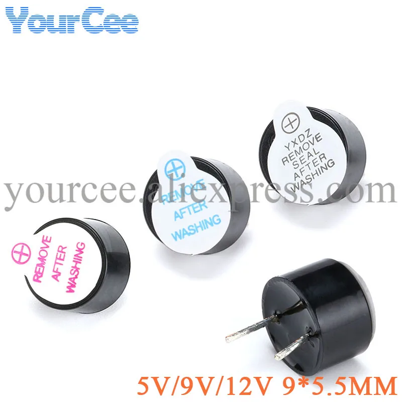 10 uds/5 uds Mini zumbador activo 3V 5V 12V 24V 0905 9*5,5mm 4,2mm 12*6,5mm 7,5mm 9,5mm tubo de plástico electromagnético sonido de tono pitido