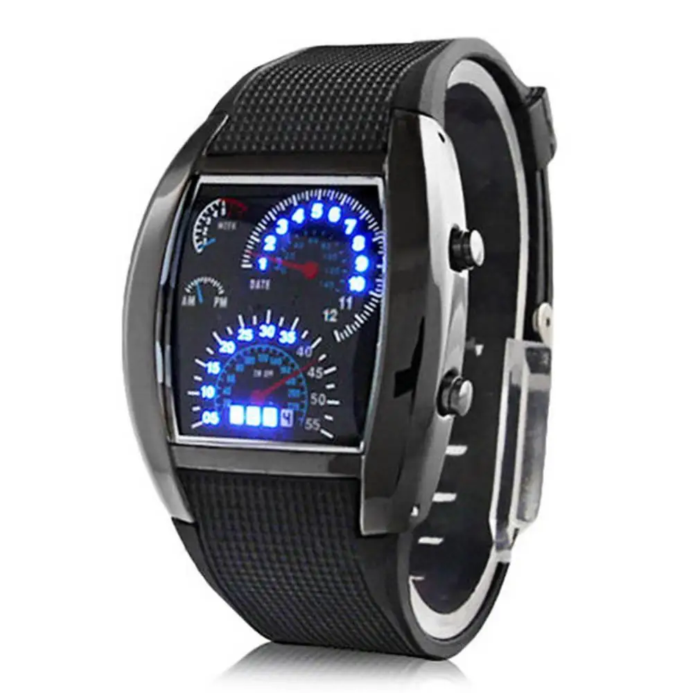 ขายร้อน!!!มาใหม่ล่าสุดแฟชั่นผู้ชายผู้หญิง LED Digital Dashboard รูปแบบ Dial นาฬิกาข้อมือกีฬาของขวัญ