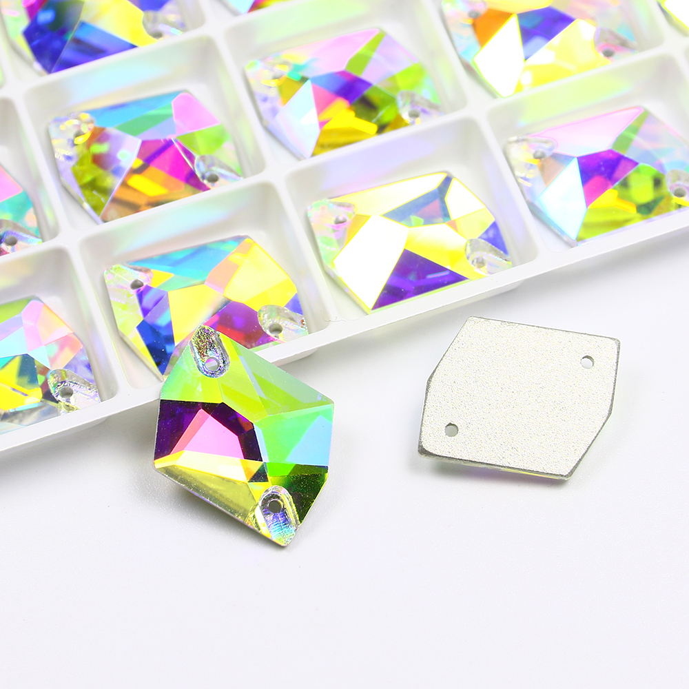 Tất Cả Các Kích Thước Màu AB Flatback May Trên Đá Thủy Tinh Pha Lê Vũ Trụ May Kim Cương Cho Áo Cưới Quần Áo Phụ Kiện