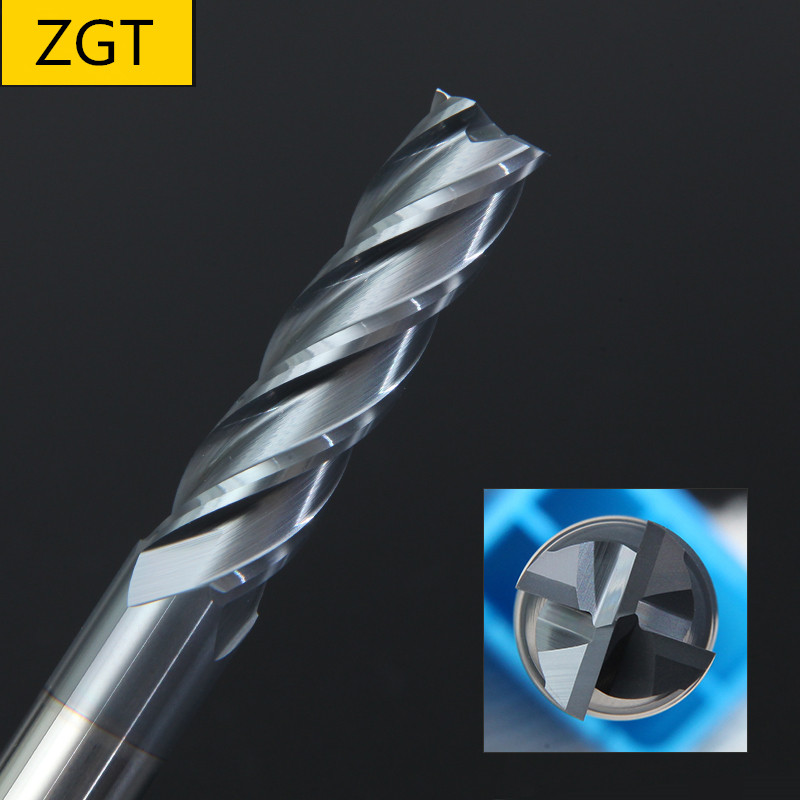 ZGT エンドミル合金超硬タングステン鋼フライスカッターエンドミル HRC50 4 フルート 4 ミリメートル 6 ミリメートル 8 ミリメートル 10 ミリメートル 12 ミリメートル金属カッターフライスツール