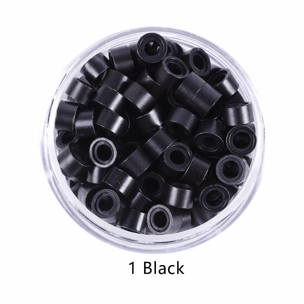 200 Stück 500 Stück/Packung 5,0 mm mit Silikon ausgekleidete Mikroglieder, Ringe, Perlen, Haarring, Haarperlen, mit Silikon ausgekleidete Perlen, 9 Farben optional