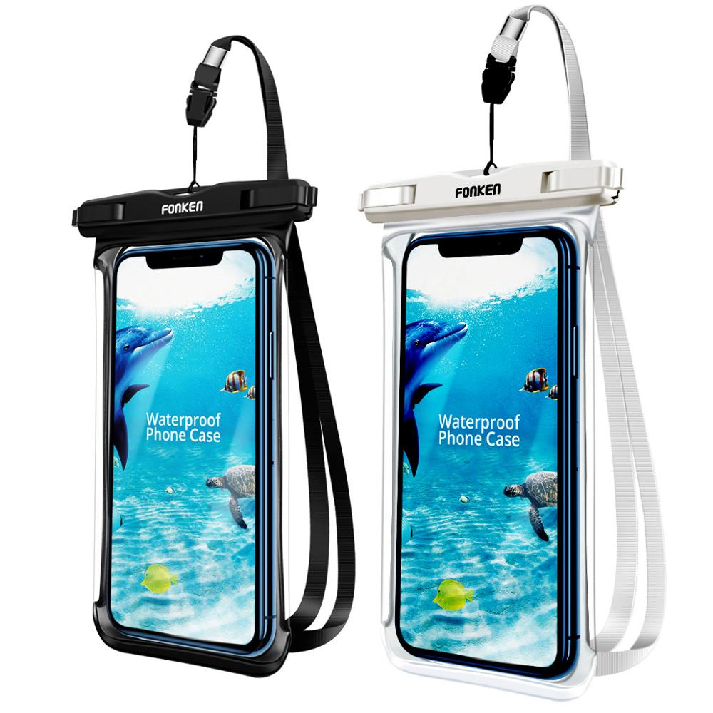 FONKEN-funda impermeable de vista completa para teléfono, funda grande para teléfono móvil bajo el agua, nieve, selva tropical, bolsa seca transparente, natación