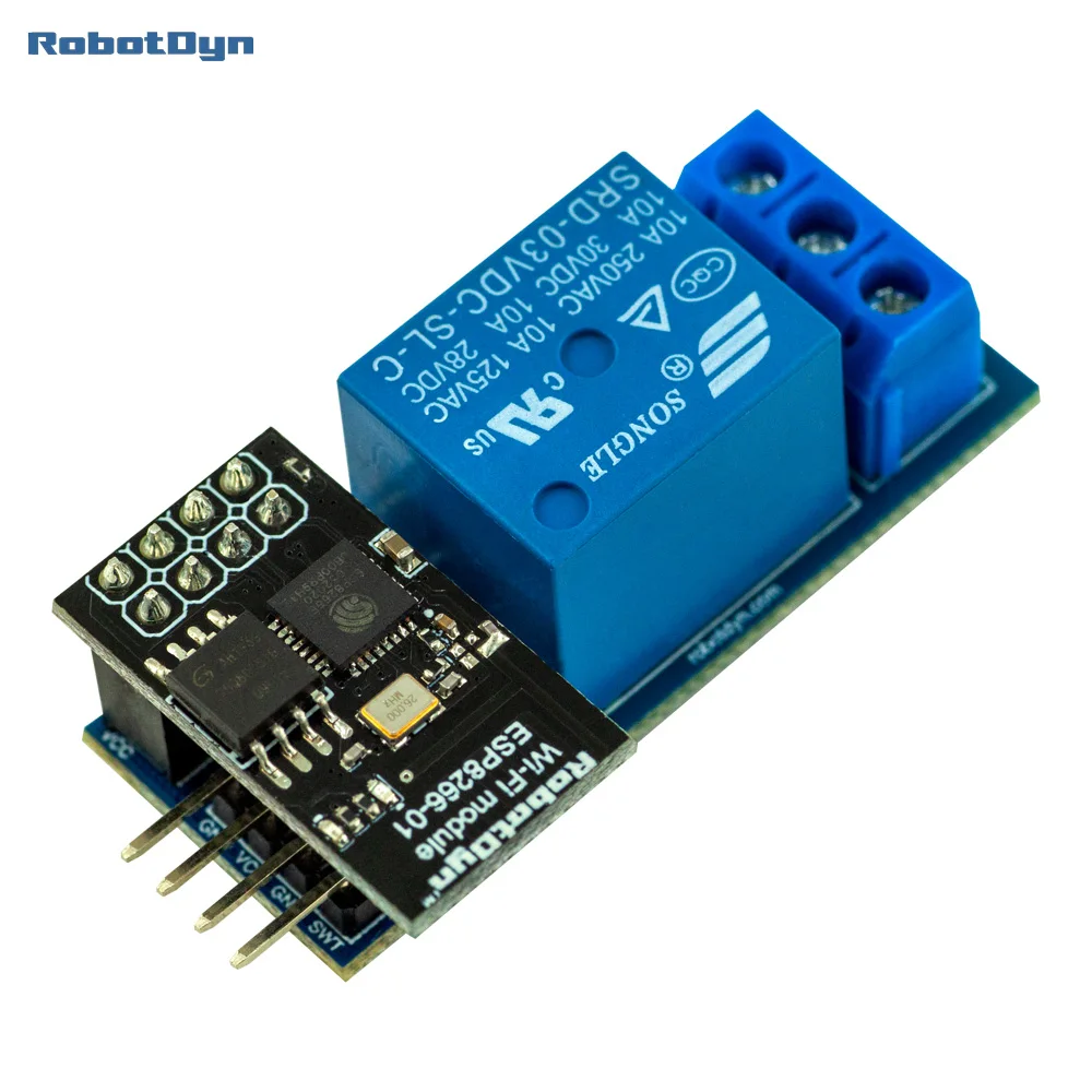 Módulo de relé de contacto WiFi IoT ESP01 ESP8266 para alimentación de conmutación de CA y CC 10A. Para proyectos de hogar inteligente y bricolaje