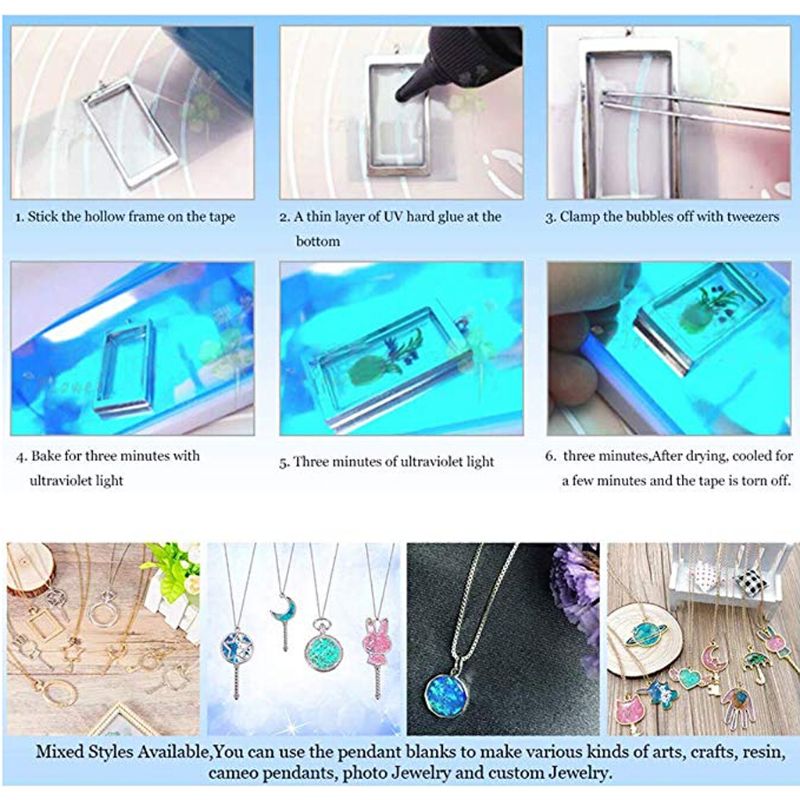 5Pcs Bia Cốc Nổi Nhựa Chai Trống Khung Mặt Dây Chuyền Mở Bezel Thiết Lập Trang Sức Làm Resin Khuôn Công Cụ