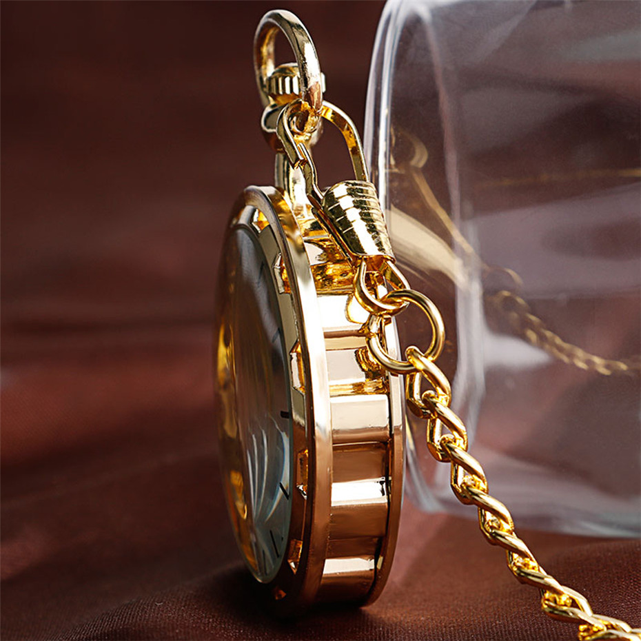 Trong Suốt Mở Mặt Rỗng Đồng Hồ Cơ Khí Skeleton Đồng Hồ Bỏ Túi Tay Cuộn Dây Vintage Đồng Hồ Quà Tặng Sinh Nhật Có Túi Dây Chuyền Reloj