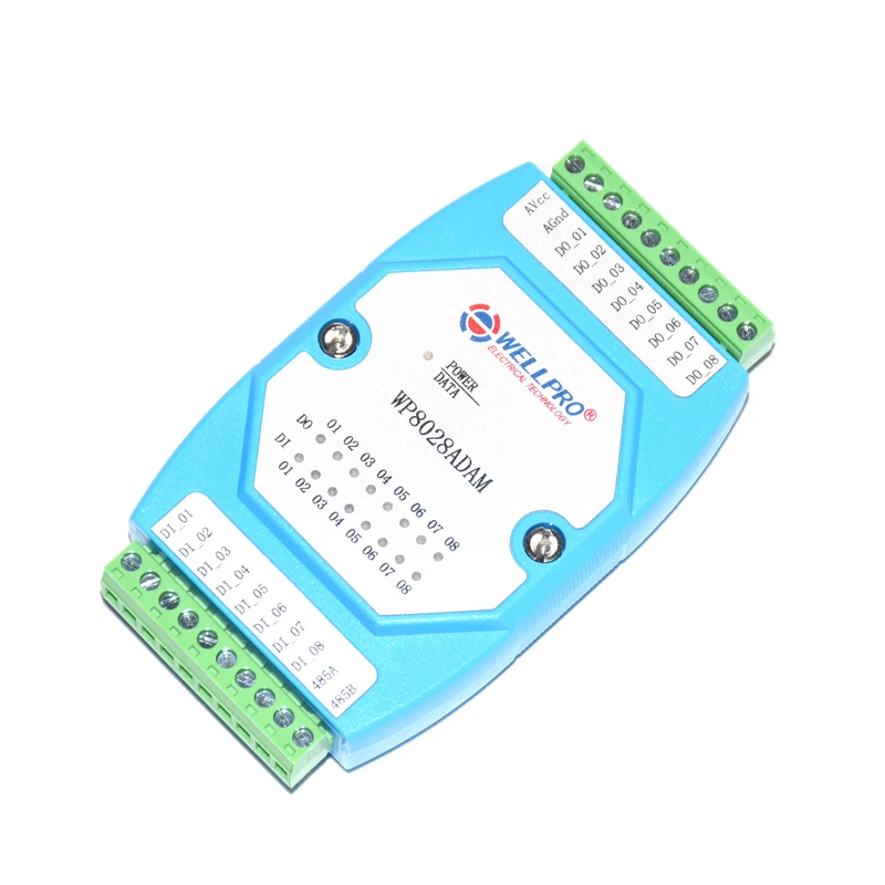 Digitale in- en uitgangsmodule geïsoleerd 8DI/8DO RS485 MODBUS RTU WP8028ADAM NPN