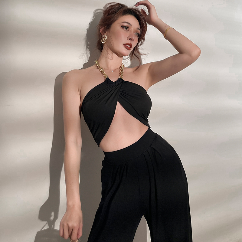 Atasan Crop Hitam Leher Halter Lucu Musim Panas Atasan Lilit Tanpa Lengan Wanita Seksi Rompi Atasan Cami Y2K