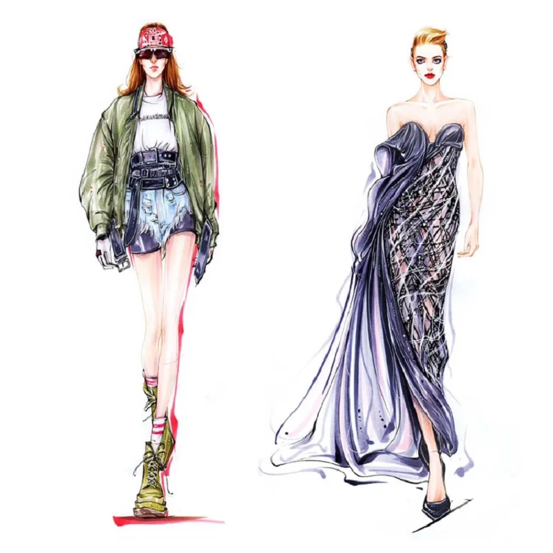 Fashion Ruler Fashion Line Drawing Human Dynamic Template for Cloth Rendering