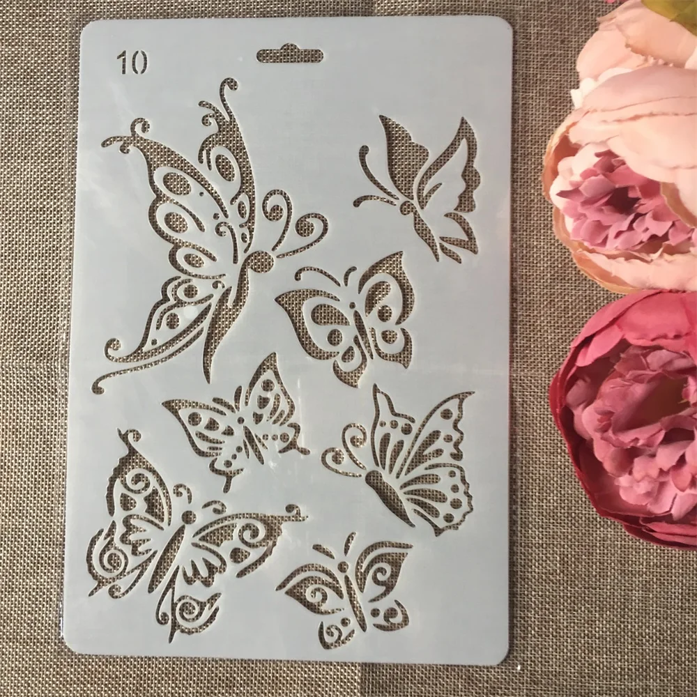 Plantillas de capas de mariposa para manualidades, estampación de álbum de recortes, grabado en relieve, plantilla de tarjeta de papel, 27,5x19cm, 1 unidad