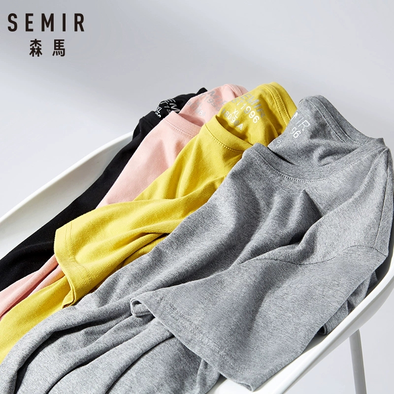 SEMIR Cotton Thun T Áo Sơ Mi Nam 2022 Đơn Giản Cổ Tròn Căng Chắc Chắn Mới Áo Quần Áo Khoác Áo Thun Nữ Người Dạo Phố Thoáng Mát tee Áo Sơ Mi