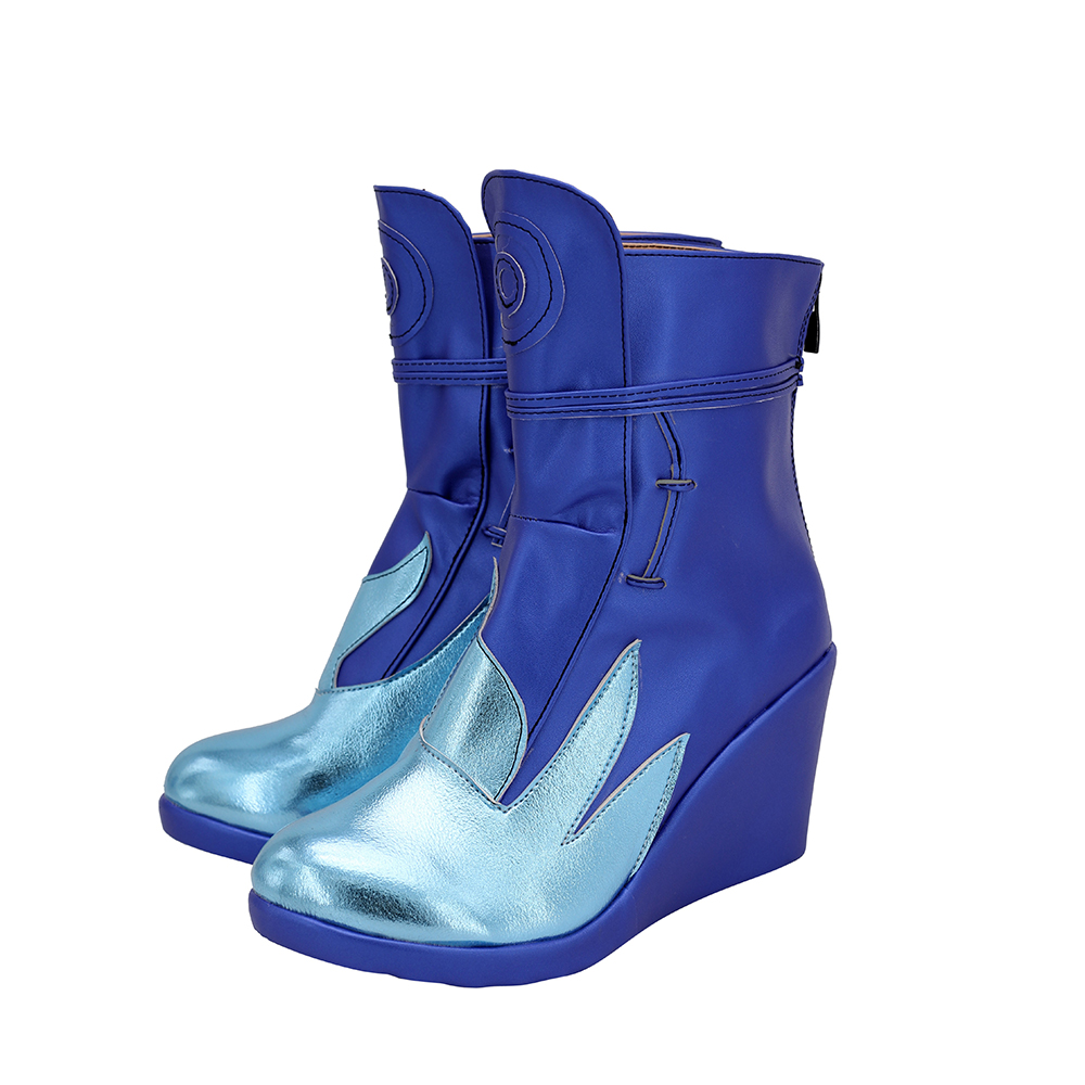 Sepatu Boots Cosplay Keturunannya 3 Mal Hak Wedge Sepatu Biru Buatan Khusus