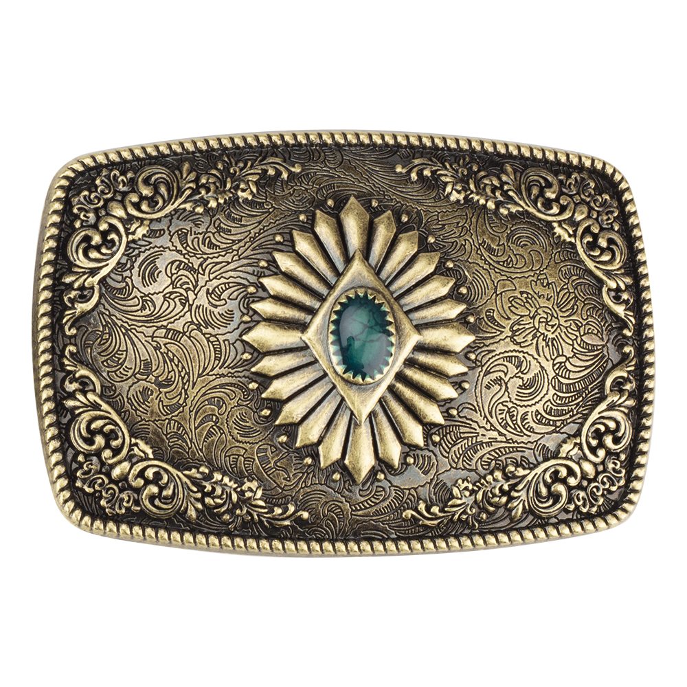 Hebilla de cinturón azul zafiro bronce exquisito patrón decorativo para hombres vaquero grande
