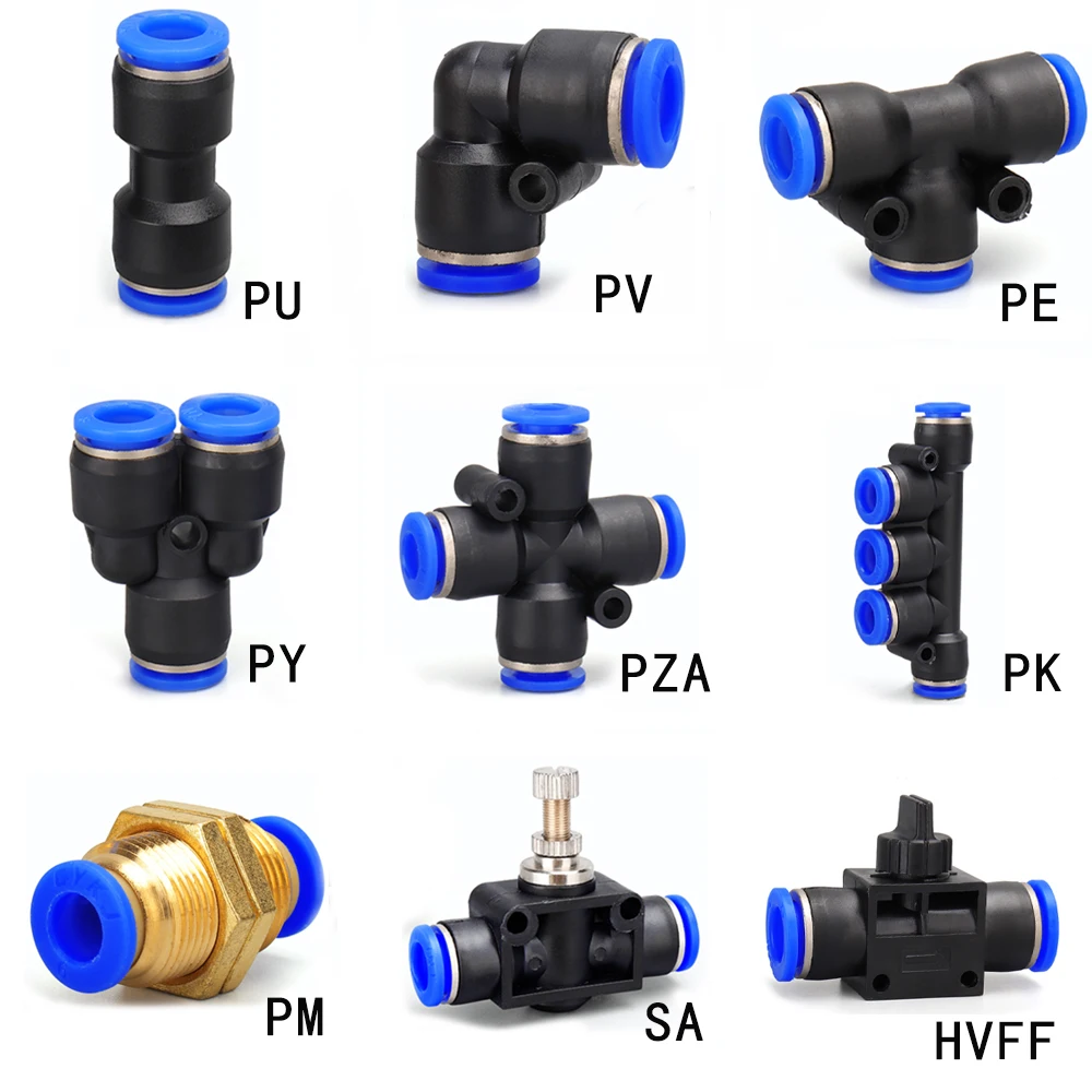 Khí Nén Kết Nối PY PE PU PV Tối PZA PK SA HVFF Đầu Nối Ống 4-16Mm Nhựa Cổng Kết Nối máy Nén Đầu Nối Nhanh