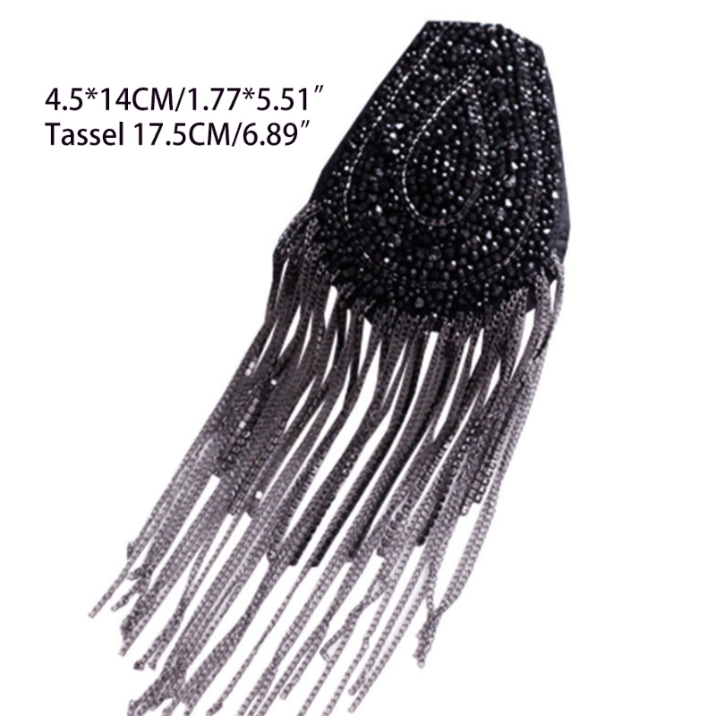 Stage เครื่องแต่งกาย Epaulet ไหล่สีดำไหล่เครื่องประดับสีดำ Shoulder Epaulets พู่แฟชั่น Dropship