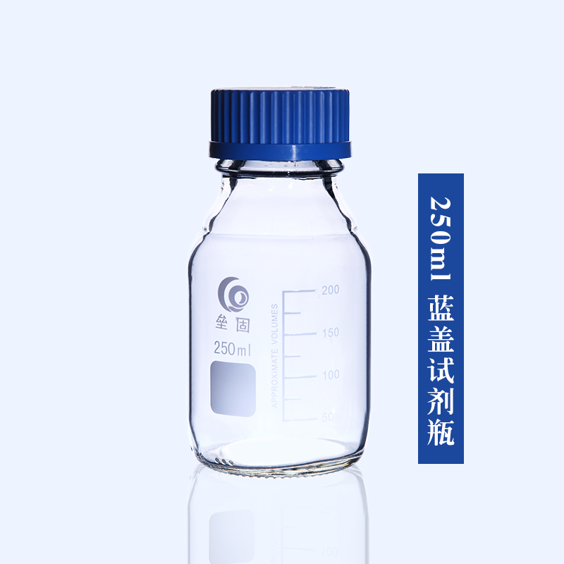 유리 파란색 투명 시약 병 100/250/500/1000ml 나사 입 규모 실험실 샘플링 병 투명 실크 입 병