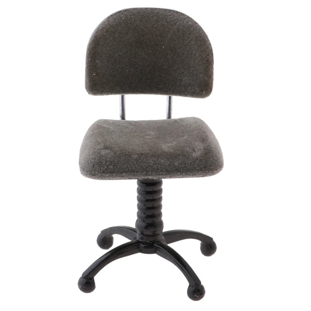 Silla giratoria en miniatura para casa de muñecas, silla de escritorio, decoración, 1/12