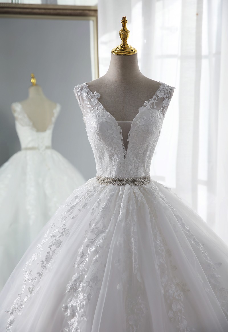 Vestido de noiva com decote em v com trem tribunal, vestido de noiva sexy sem costas, robe plus size, 14 cores, 2023