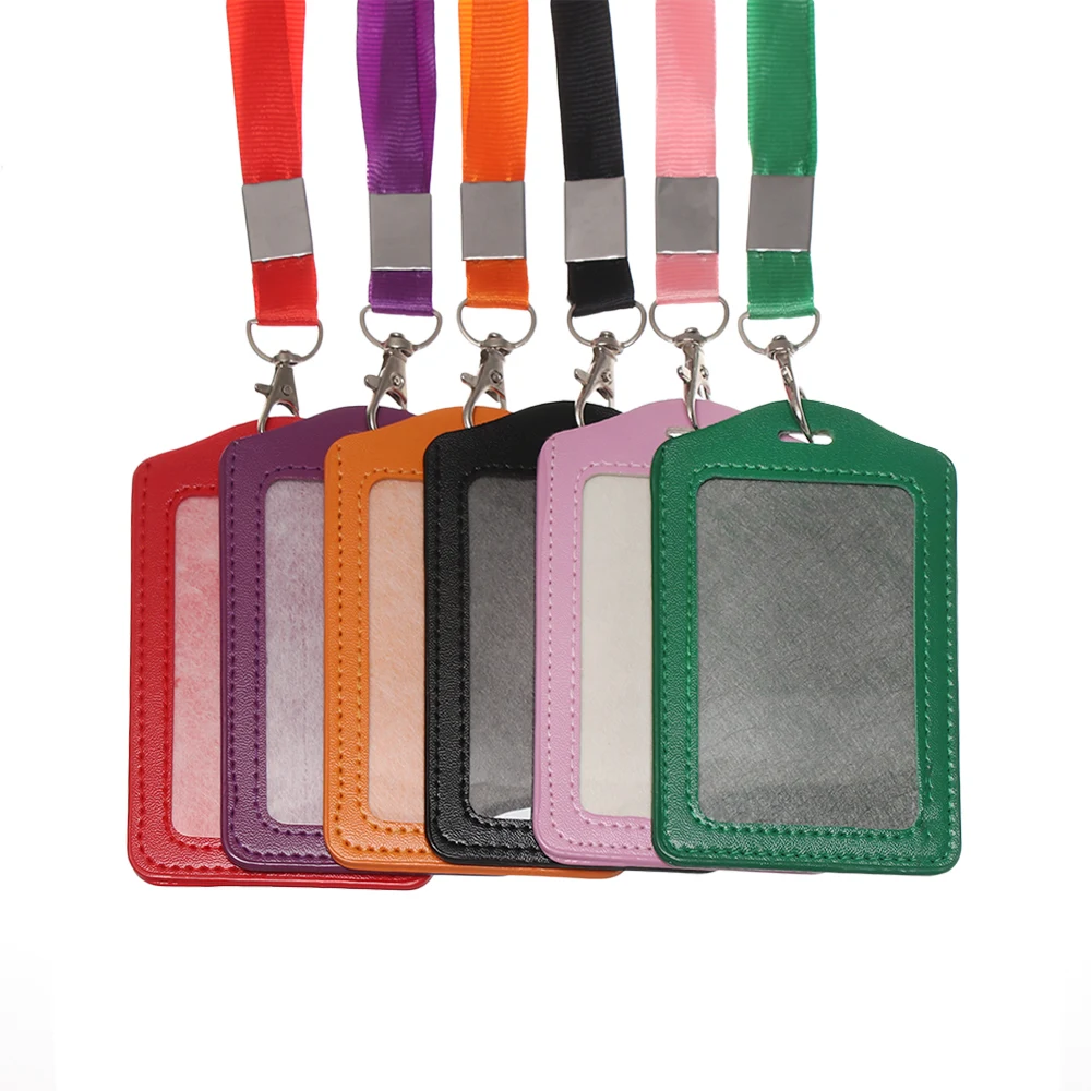 Unisex Làm Việc Ngăn Đựng Thẻ Có Dây Buộc PU Thẻ Ngân Hàng Tên Tín Dụng Đựng Thẻ Card Bus ID Giữ Bản Sắc Huy Hiệu Có dây Đeo Cổ