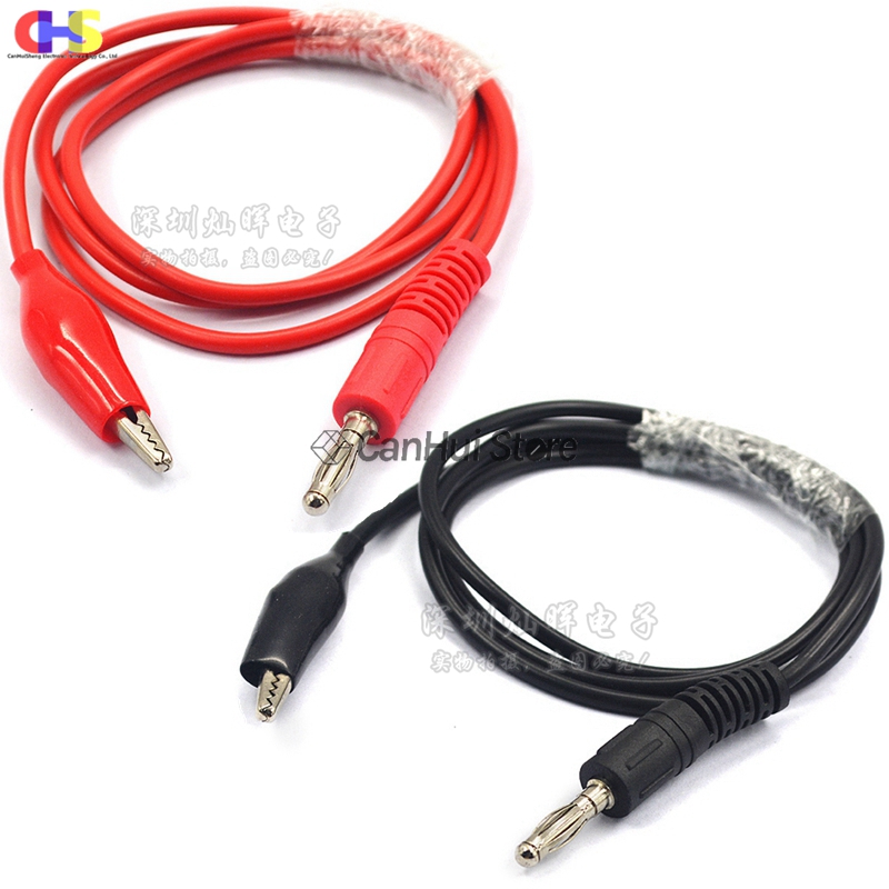 Pinzas de cocodrilo con enchufe Banana de 4MM, pinzas eléctricas de cocodrilo de plomo de prueba DIY, conector de Cable de gancho de prueba, multímetro de sonda Dual