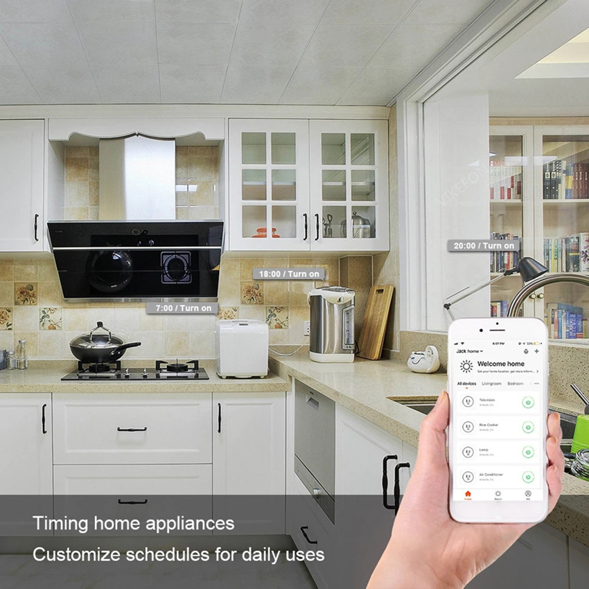 Enchufe inteligente WiFi de 16A, UE, Brasil, Reino Unido, Control por voz, Monitor de energía, salida, temporizador, para aplicación Alexa, Google Home, Tuya Smartlife