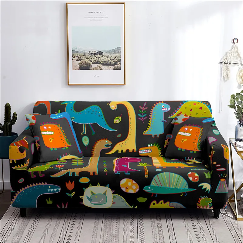 Sarung Sofa Pelindung Kursi Dekorasi Sofa Cetak Dinosaurus 3d Mewah Ruang Tamu Sarung Sofa Elastis Penutup Sofa 1-4 Tempat Duduk