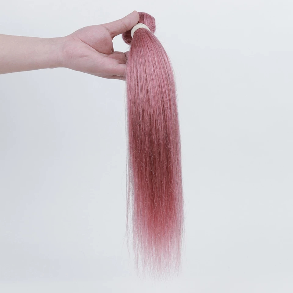 บราซิลตรงสีชมพูเส้นผมมนุษย์รวมกลุ่ม Sleek Natural Remy Silky ตรงเส้นผมมนุษย์สีดำช่อผม Extension