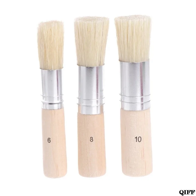 3 Chiếc Bằng Gỗ Stencil Lông Bàn Chải Đặt Tiêu Bản Đầu Tròn Dùng Cho Sơn Dầu Vẽ Tranh Màu Nước Dự Án Tự Làm Nghệ Thuật Thủ Công Dự Án