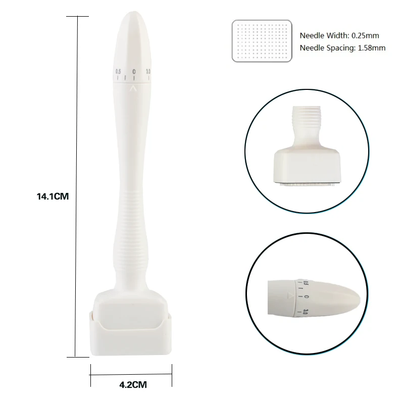 Derma carimbo drs 140a agulhas ajustável microagulha rolo selo micro agulha rolo sistema perda de cabelo terapia de crescimento da barba