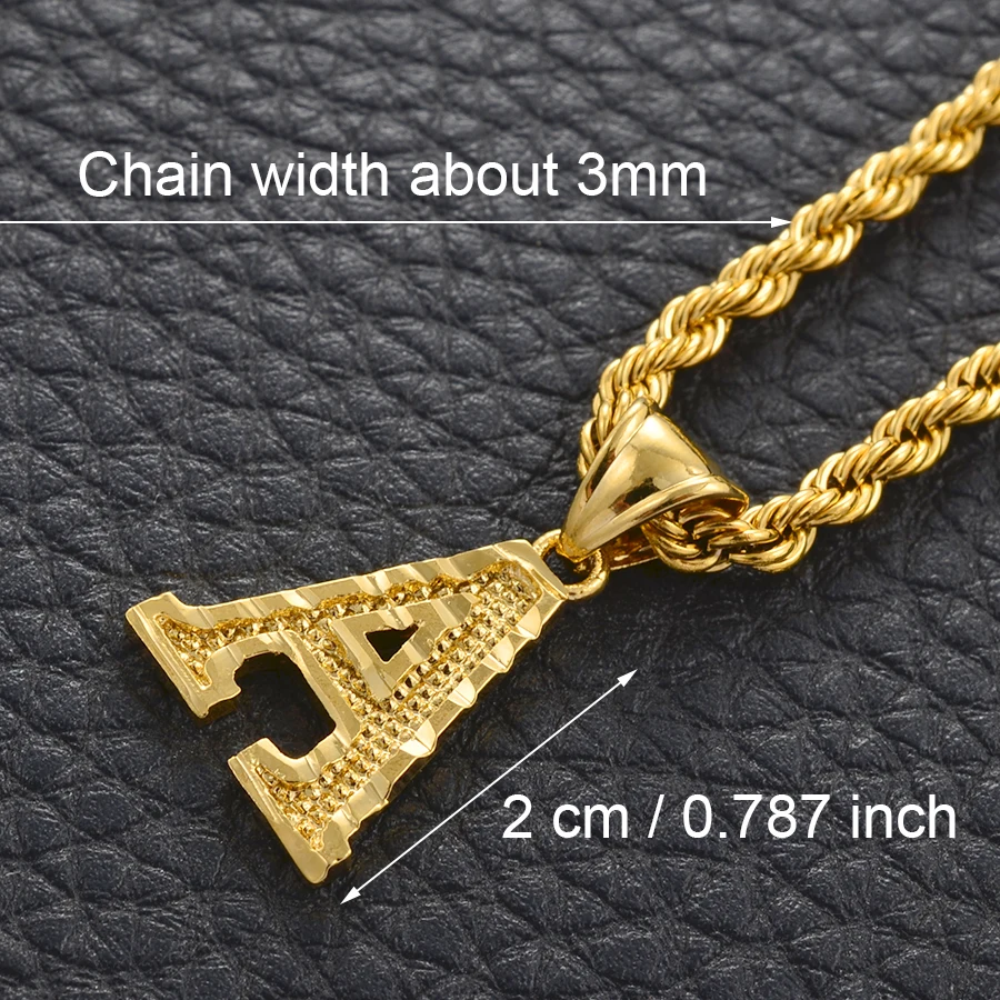 Anniyo A-Z Chữ Cái Dây Chuyền Nam Nữ Mạ Vàng Ban Đầu Mặt Dây Chuyền Chuỗi Dây Chữ Cái Tiếng Anh Trang Sức Bảng Chữ Cái Châu Phi # 058002B