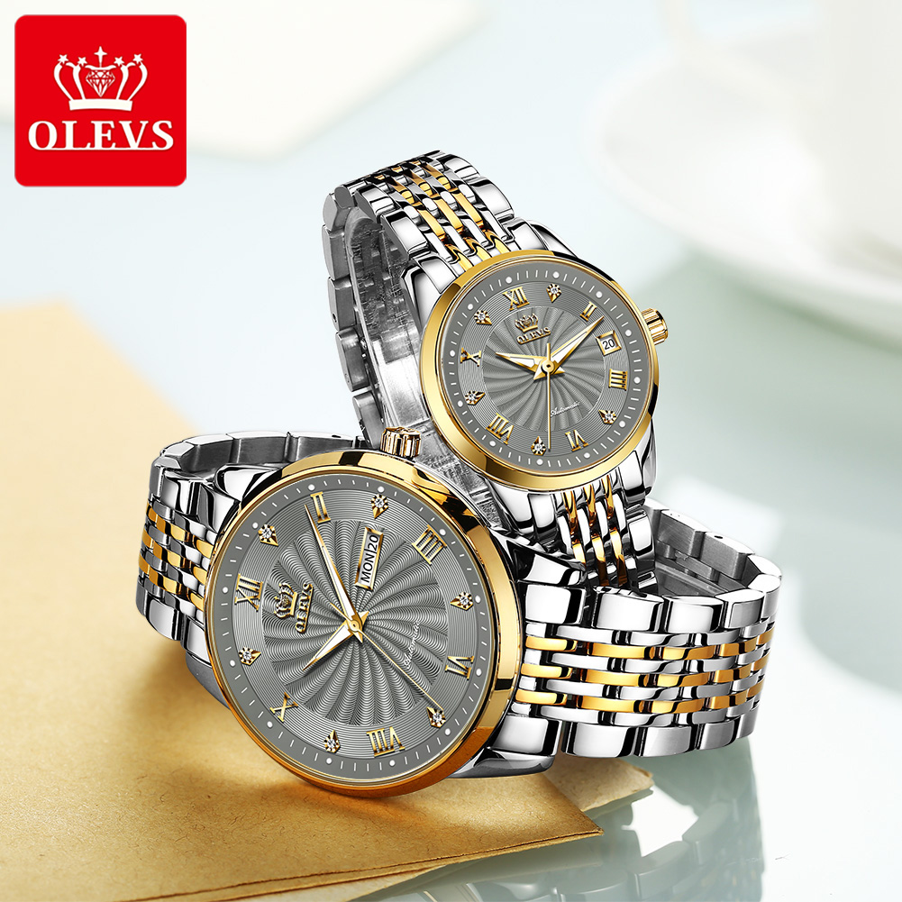 OELVS-reloj mecánico automático de acero inoxidable para hombre, cronógrafo masculino de marca de lujo, resistente al agua, regalo para pareja, 6630