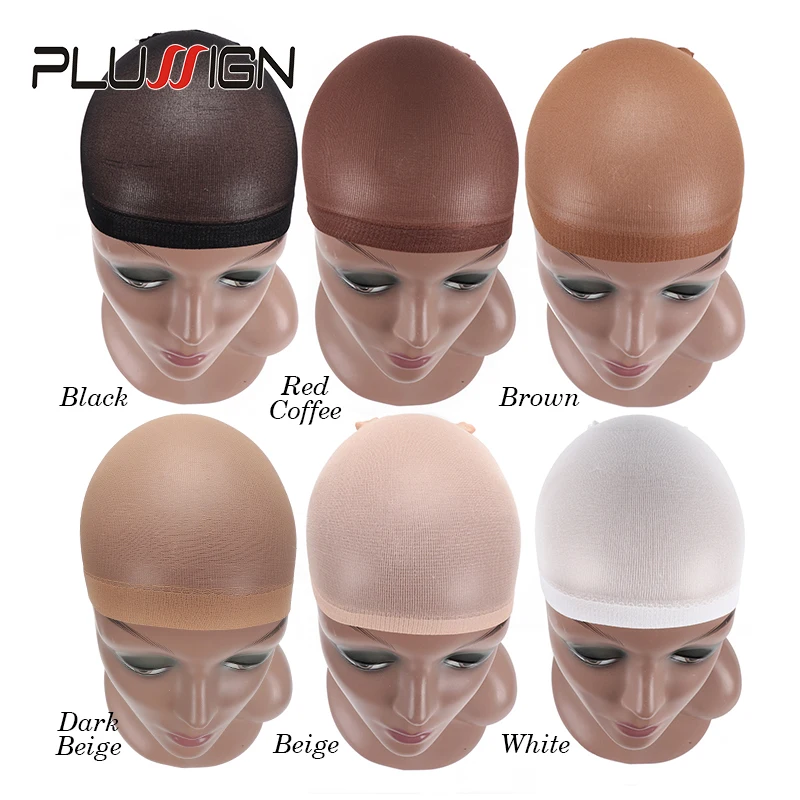 Plussign Mới Thả Mũ Đội Tóc Giả 2 Chiếc Giá Rẻ Lưới Trùm Tóc Cho Tóc Giả Balo Nắp Màu Be Nâu Nylon Thả Nuôi Tóc Giả nón Co Giãn Tóc Nắp