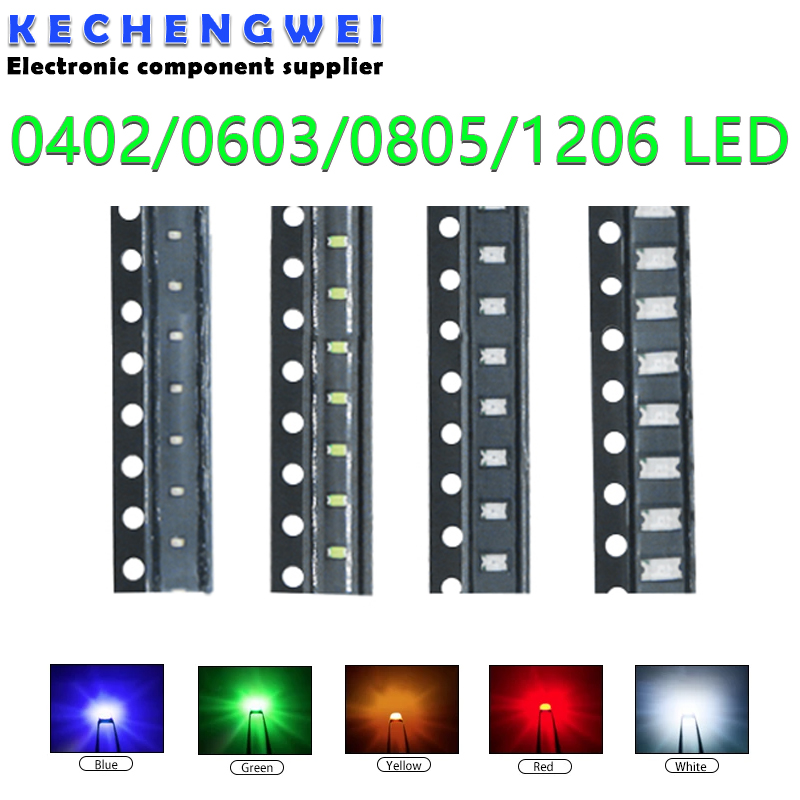 Bộ 100 0402 0603 0805 1206 Smd Led Đỏ Vàng Xanh Trắng Xanh Đèn LED Phát Sáng Nước Led Rõ Ràng đèn Diode Bộ