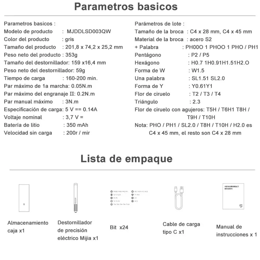 Xiaomi Mijia Kit cacciavite elettrico di precisione Type-C ricaricabile 2 coppia ingranaggi 400 + vite S2 punta di precisione in acciaio