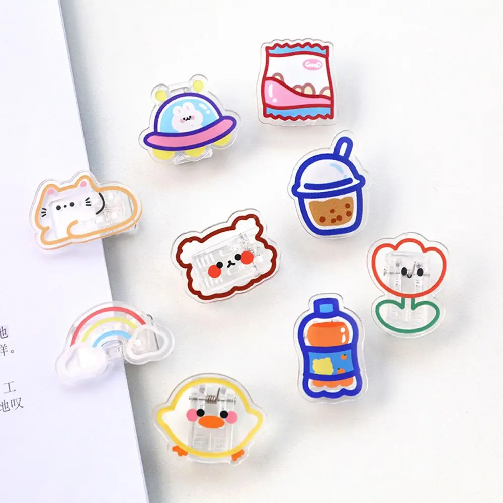 여아용 만화 아크릴 클립, 작은 클립 장식, 사진 학생 문구 종이 폴더 클립, 간식 밀봉 클립, 1pc