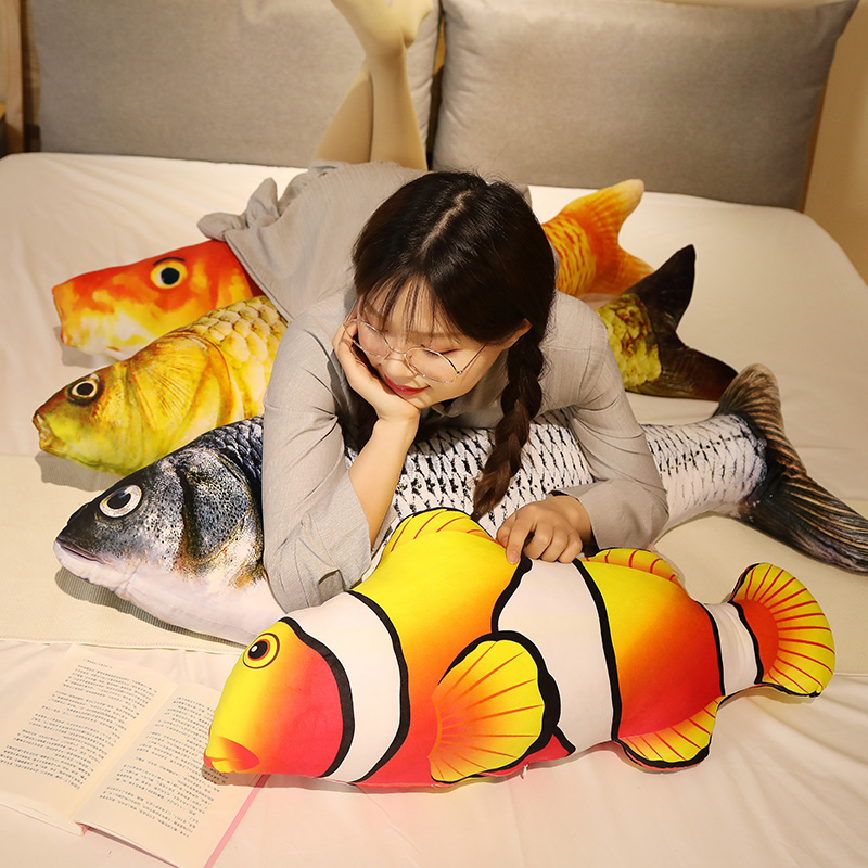 30-80cm 3D Simulation Gold Fish Plush Toys Stuffed Soft Animal Carp Plush Pillow Creative Sofa Pillow Cushion Gift