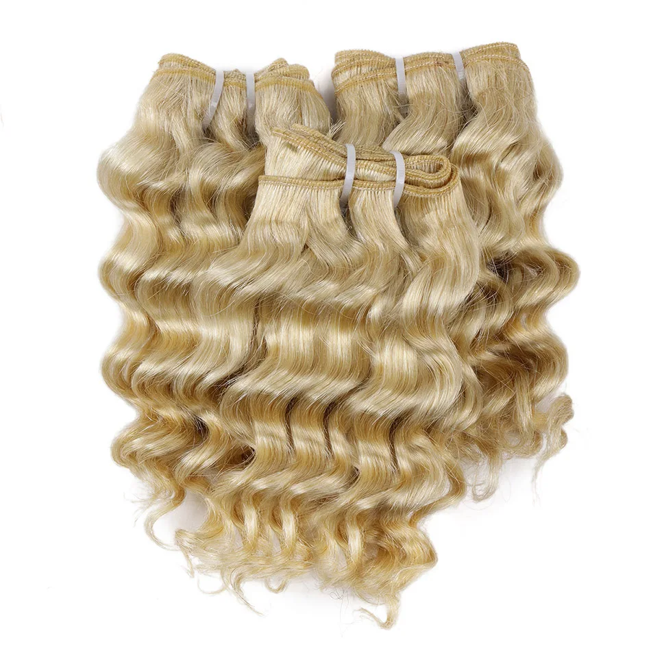 Thật Đẹp Sâu Sóng Ombre 1B/27 Remy Tóc Bó 50G Hai Tông Màu Mật Ong Tóc Vàng 8 ”ngắn Bob Phong Cách Brasil Tóc Dệt