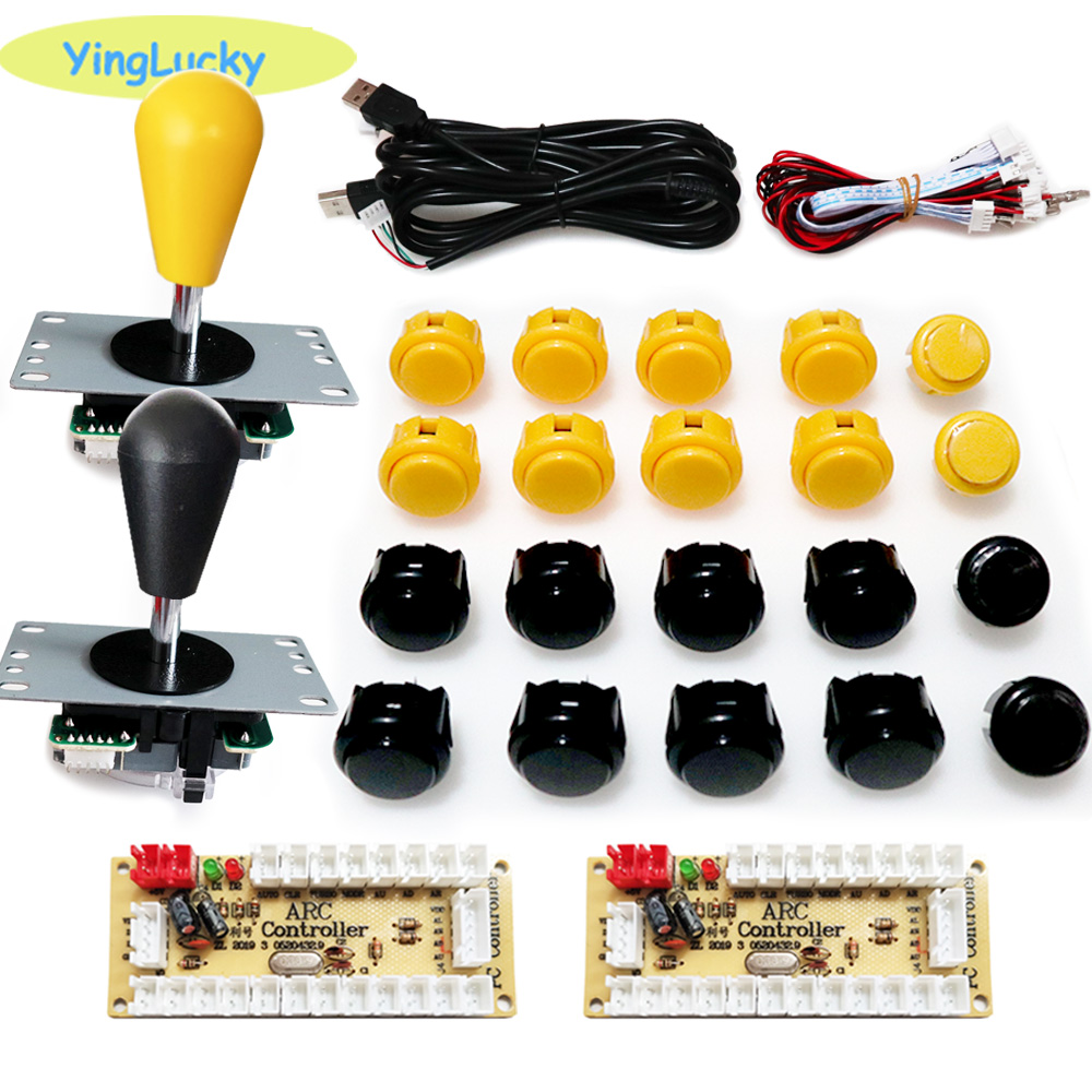 ARCADE, Arcade-Joystick-DIY-Kit Zero Delay USB-Controller SANWA 8-Wege-Joystick 30 mm Drucktasten, Beddonga Para PC, Raspberry Pi