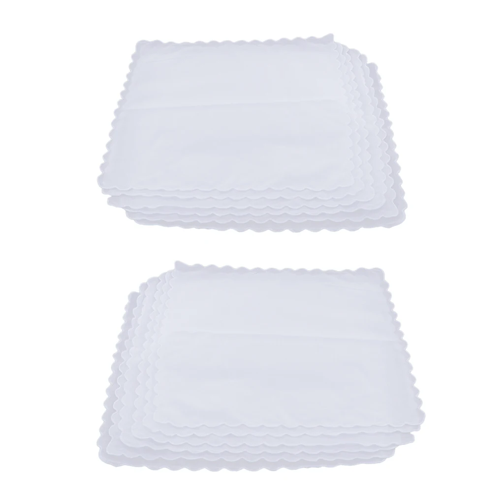 12แพ็คสบายผ้าฝ้ายสีขาวธรรมดา Hankie สุภาพสตรีผ้าเช็ดหน้า DIY สแควร์