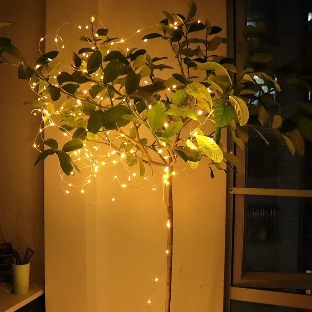 Led ストリングガーランドフェアリーライト銅線 1 メートル 2 メートル 5 メートル 10 メートルバッテリー照明ガーランドクリスマス寝室のウェディングパーティーの装飾