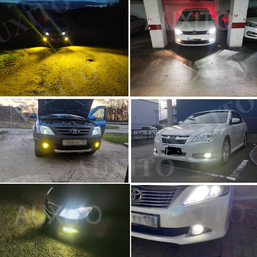 AUXITO 2x2000LM H8 H11 H16JP H10 หลอดไฟ LED หมอกไฟ Canbus ไม่มีข้อผิดพลาด 6500K สีขาว 3000K Golden DRL Daytime Running รถ 12V