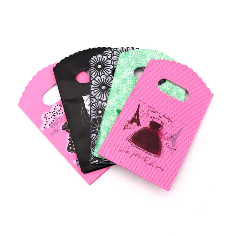 50 Cái/lốc 9X15Cm Nhỏ Túi Nhựa Đa Kiểu Dáng Tặng Túi Vòng Đeo Tay Hạt Charm Trang Sức Bao Bì Túi tay Cầm