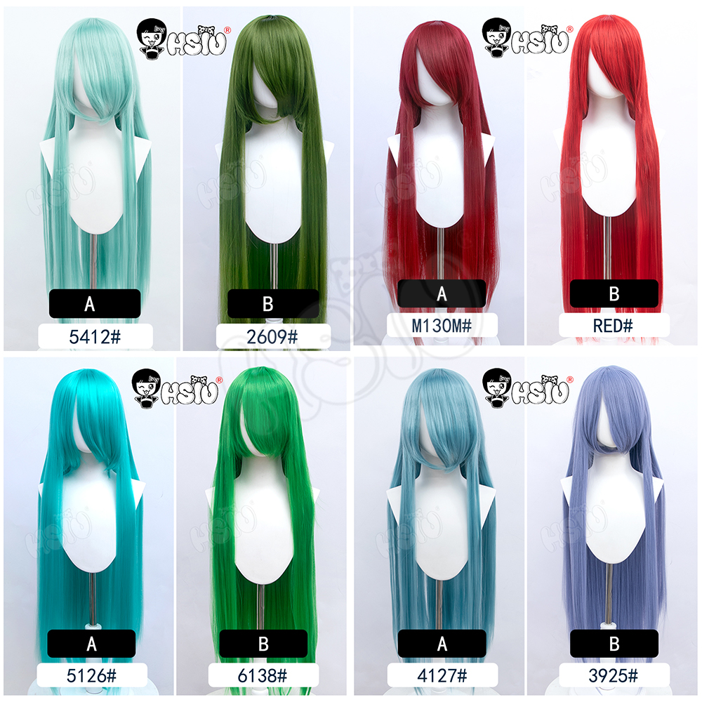 อะนิเมะสไตล์ใหม่คอสเพลย์วิกผมยาว「HSIU」ปาร์ตี้อะนิเมะวิกผม 44 สี 100 ซม.วิกผมสีสันเส้นใยสังเคราะห์วิกผม + หมวกวิกผมฟรี