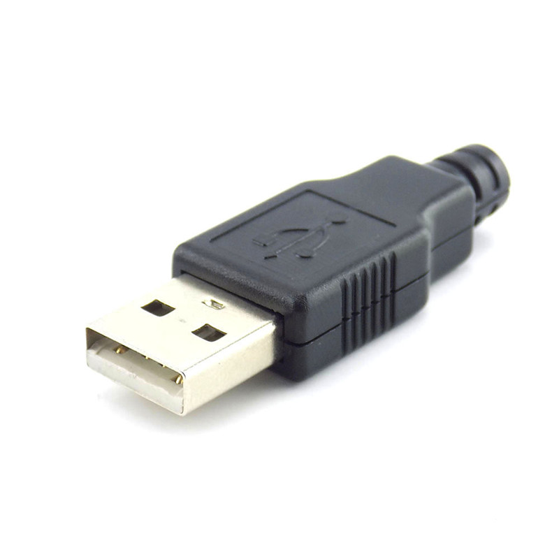 2.0 USB Type A Male 2.0 USB Socket Connector With Black Plastic Cover Solder Type 4 Pin Plug DIY Connector E1