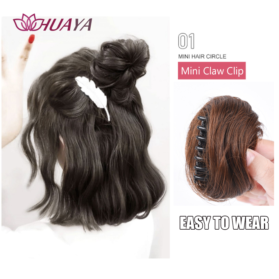 HUAYA-moño de pelo sintético con Clip, banda elástica, extensión de moño desordenado, postizo para mujeres y niños