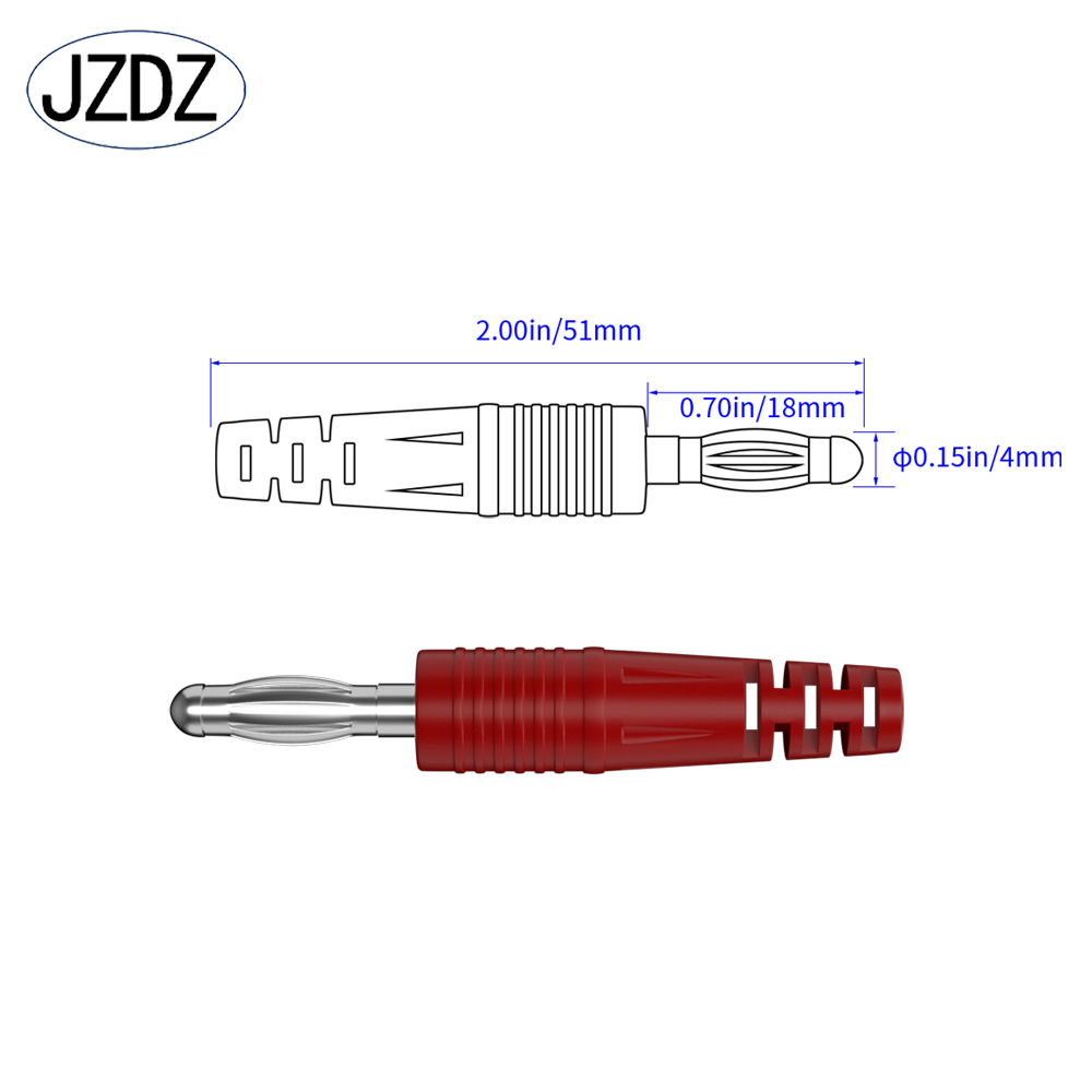 JZDZ 2 шт., многометровые тестовые провода, кабельный провод, 100 см, двойные концы, 4 мм, штекер типа «банан», электрический разъем, инструменты «сделай сам», J.70055