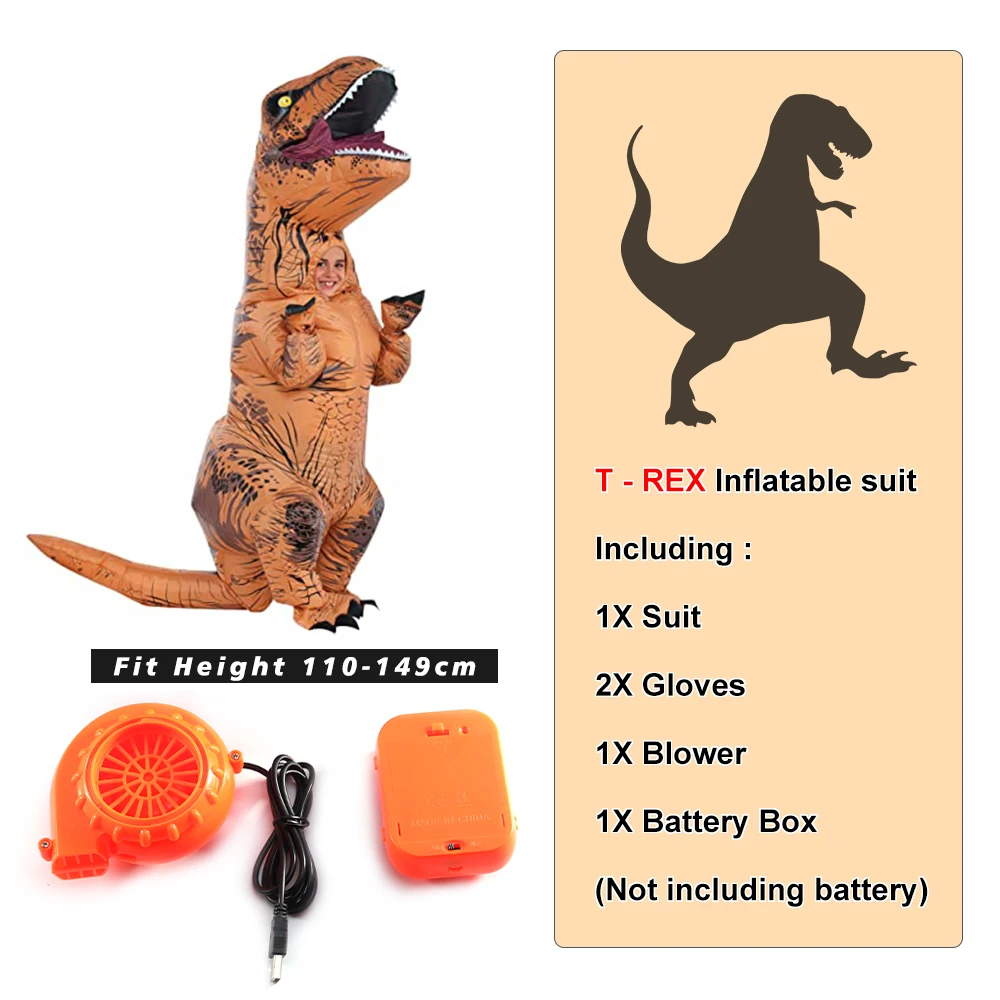 T-rex-インフレータブル恐竜の変装,子供と大人のためのダンスのためのパーティー服,ハロウィーン