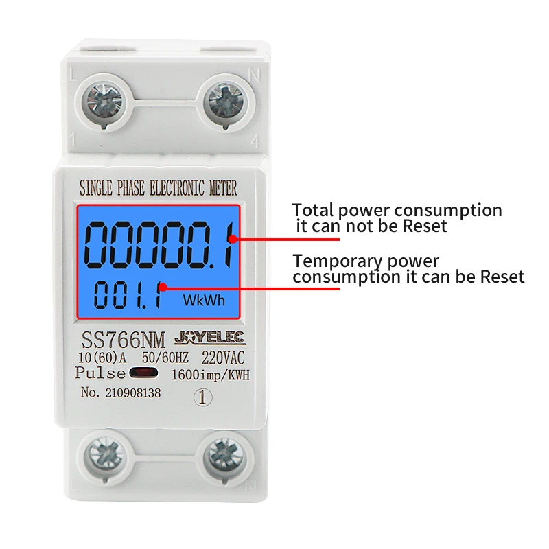 JOYELEC Digital Single Phase Reset Null Energie Meter kWh Spannung Strom Power Verbrauch Meter Wattmeter Strom 220V AC