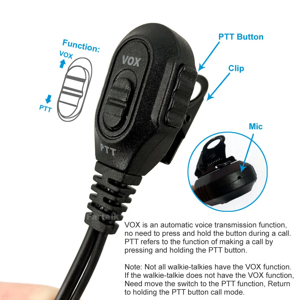 VOX-auriculares con micrófono para walkie-talkie, cascos con micrófono para Baofeng UV-5r, BF-888S, UV-10R, BF-X3, UV5R, DM-5R, UV-S9, MD-380 Plus, TYT, DM-8HX, MD-390