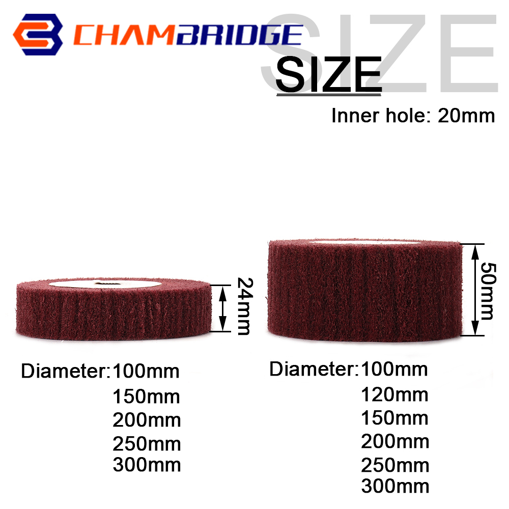 100/125/150/200/250/300 มม.ไม่ทอ FLAP แปรงล้อขัดกรวด 320 โลหะไม้ Scouring Pad 20 มม.เจาะ 1 ''/2'' หนา