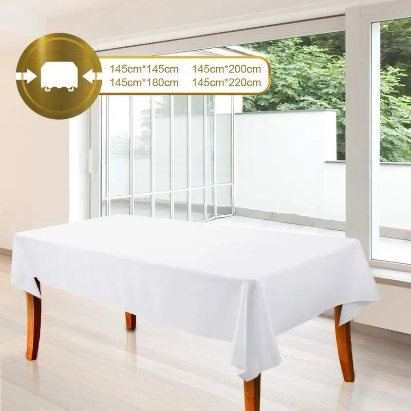 Mantel de Color blanco para Hotel, mesa de centro para banquete, boda, fiesta, Color puro, rectangular, brillante, 1 ud mantel blanco.